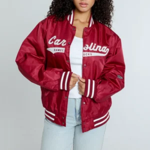A-Game University of Carolina Gamecocks Maroon Satin Varsity Jacket
