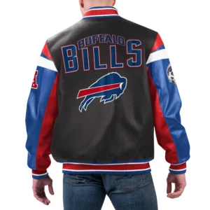 Alternative view of Buffalo Bills Full-Zip Leather G111 Black Varsity Jacket