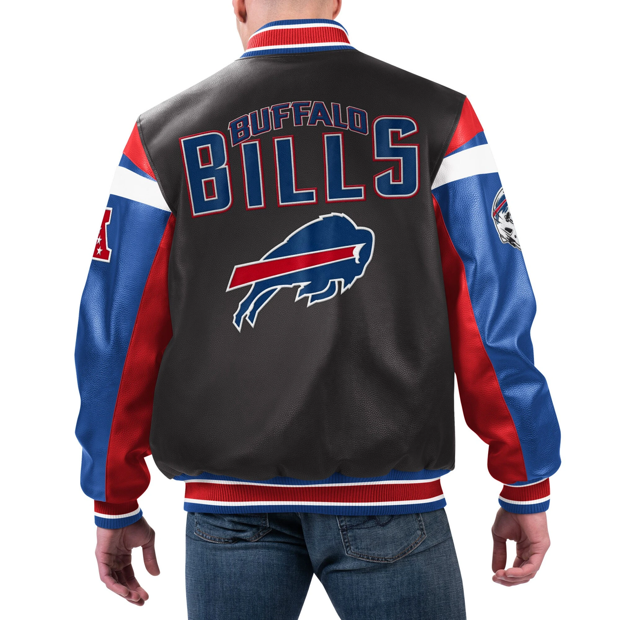 Buffalo Bills Full-Zip Leather G111 Black Varsity Jacket - Image 2