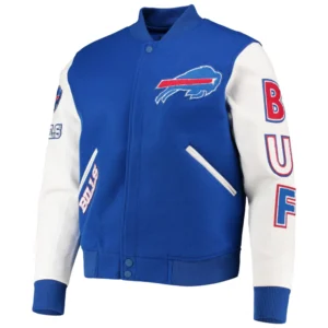Buffalo Bills Classic Blue/White Leather Varsity Jacket