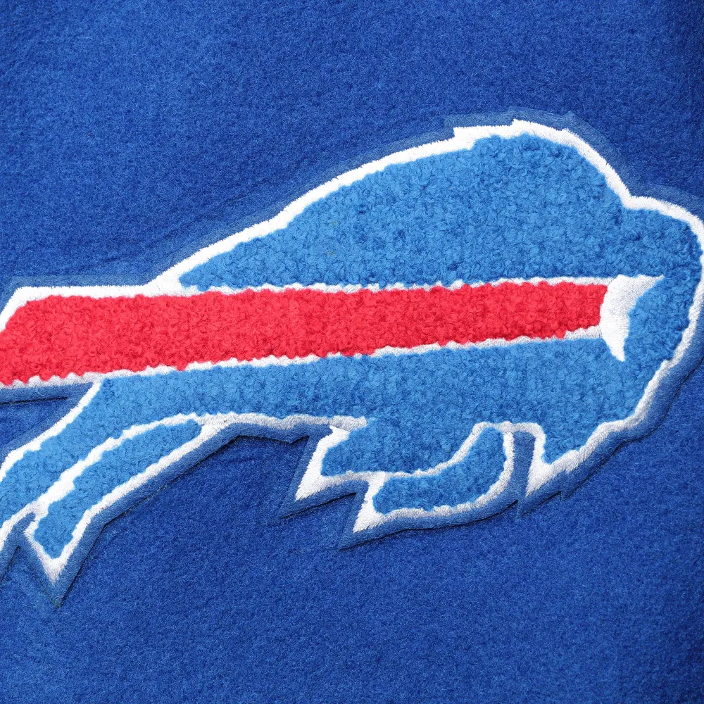 Buffalo Bills Classic Blue/White Leather Varsity Jacket On SALE