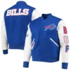 Buffalo Bills Classic Blue/White Leather Varsity Jacket For sale