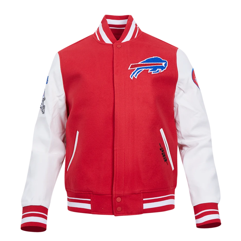 Buffalo Bills Old English Leather Varsity Jacket For Sale