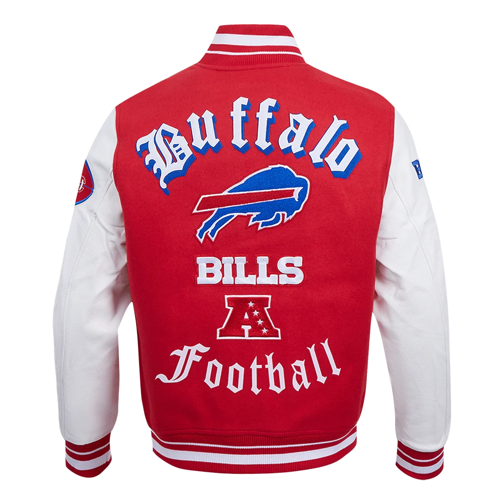 Shop Buffalo Bills Old English Leather Varsity Jacket