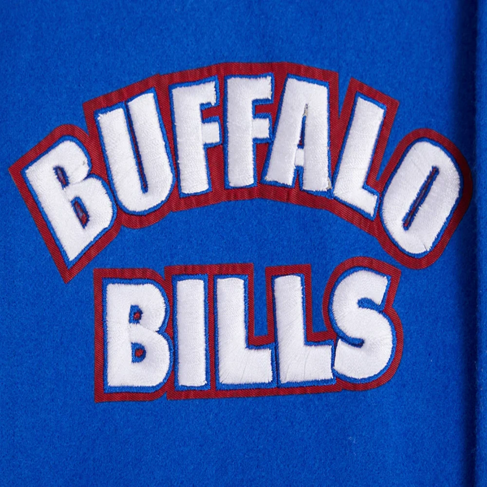 Buffalo Bills Retro Classic Varsity Jacket Close up Details