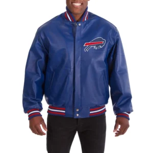 Buffalo Bills Real Full Snap Leather Varsity Jacket