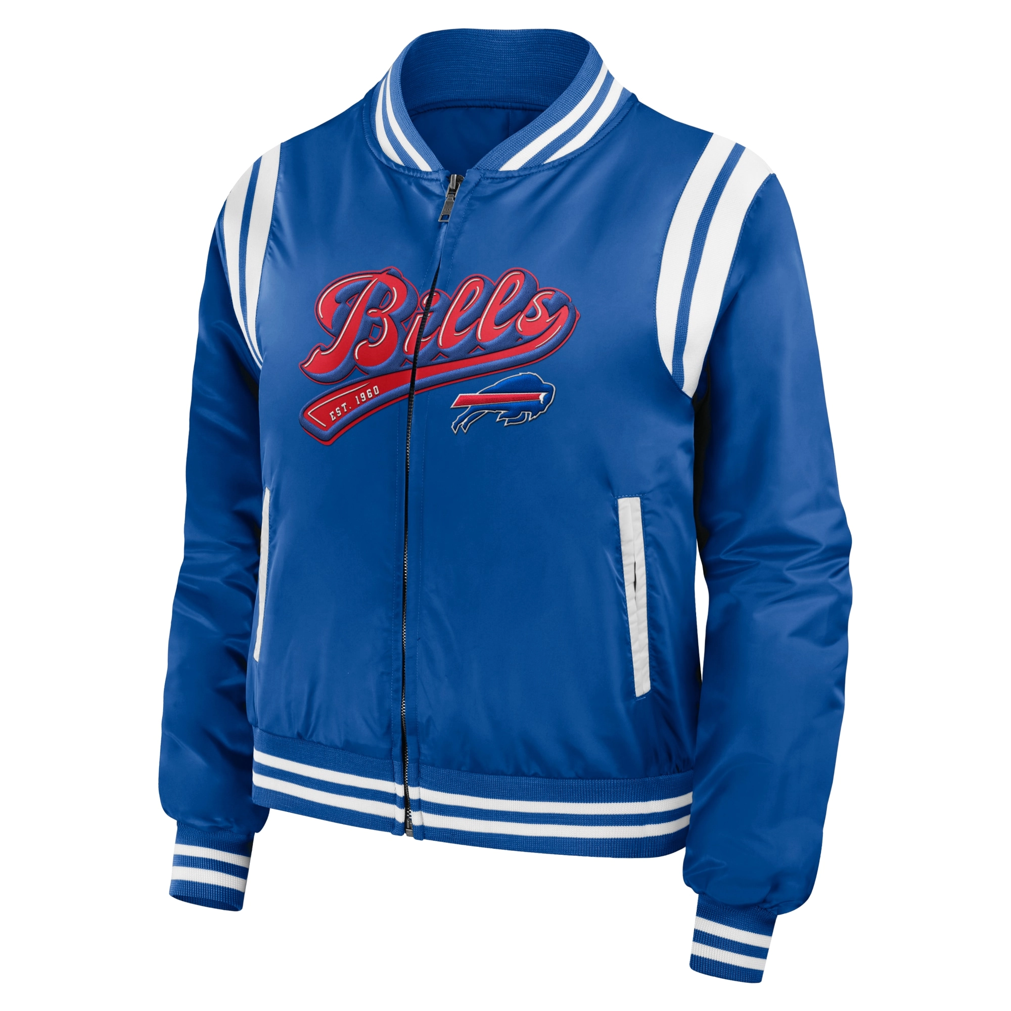 Buffalo Bills Full-Zip Women's Blue Satin Jacket