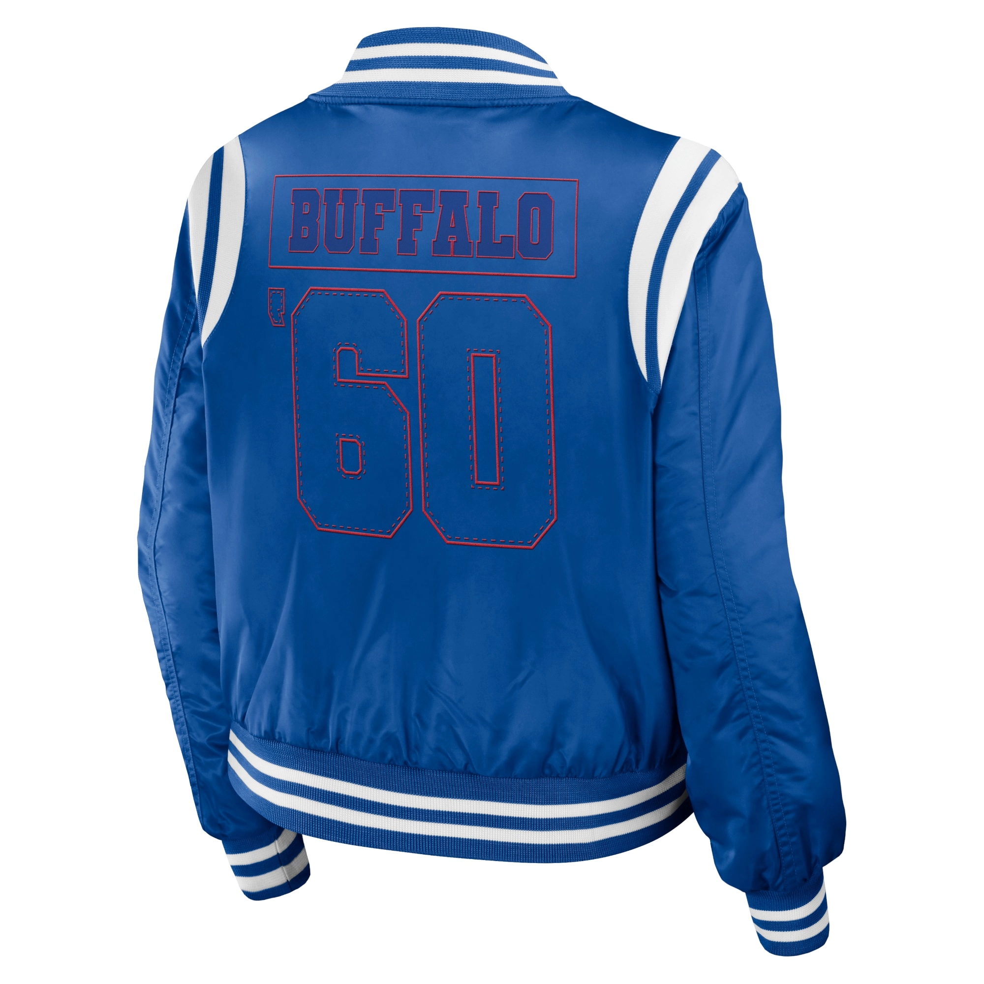Buffalo Bills Full-Zip Women's Blue Satin Jacket - Image 2