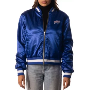 Women's Buffalo Bills Full-Zip Blue Satin Jacket