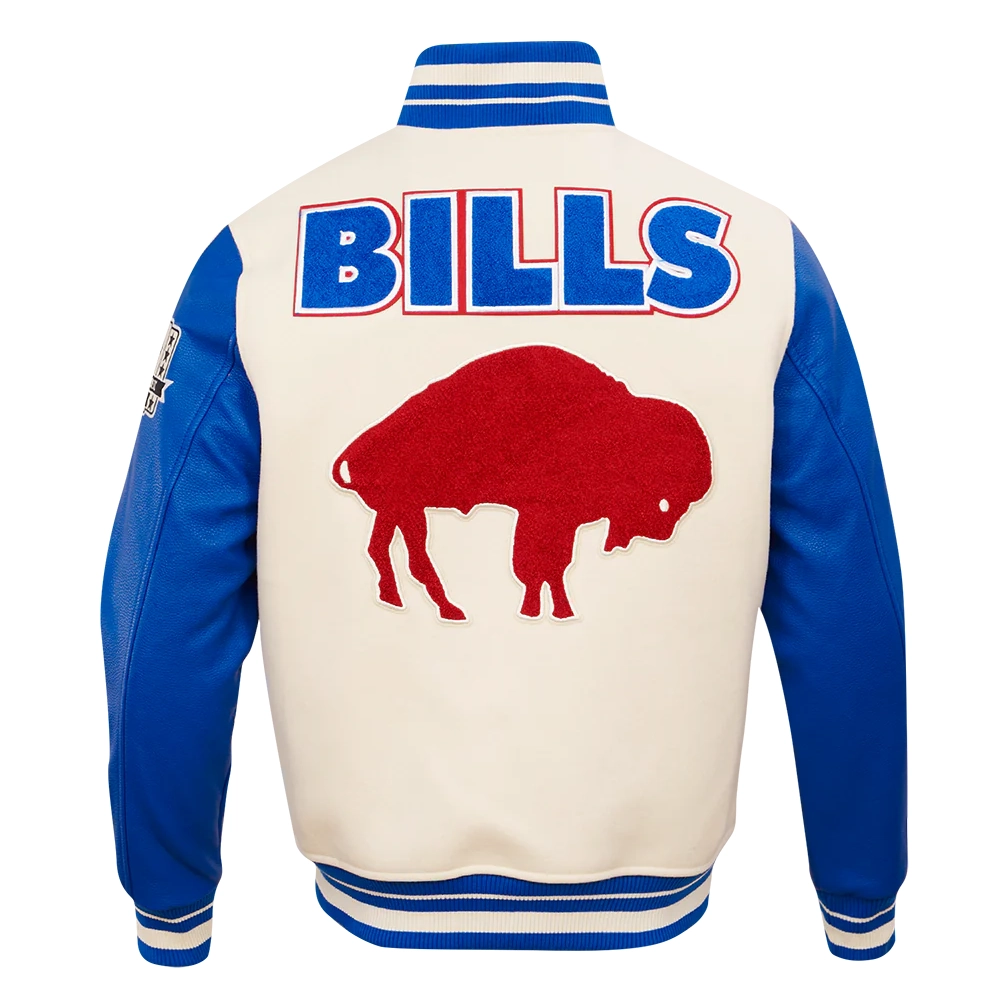 Buy Buffalo Bills Retro Classic Men's Leather White/Blue Varsity Jacket