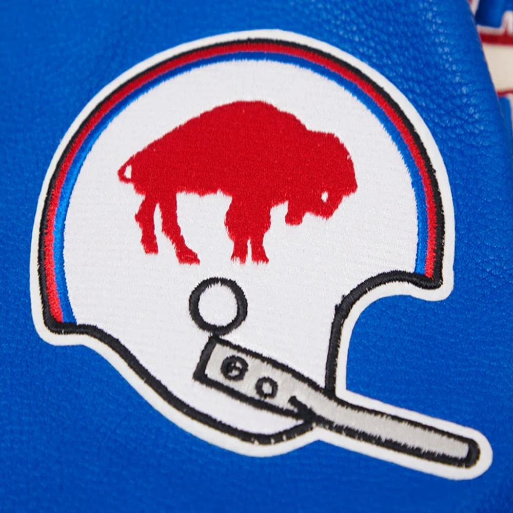 Buffalo Bills Classic Men's Leather White/Blue Varsity Jacket