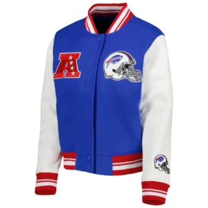 Women's Buffalo Bills Mashup Wool/Leather Varsity Jacket
