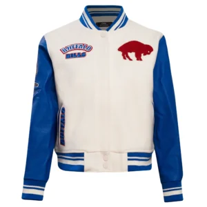 Buffalo Bills Retro Classic Women's Leather Varsity Jacket For Sale