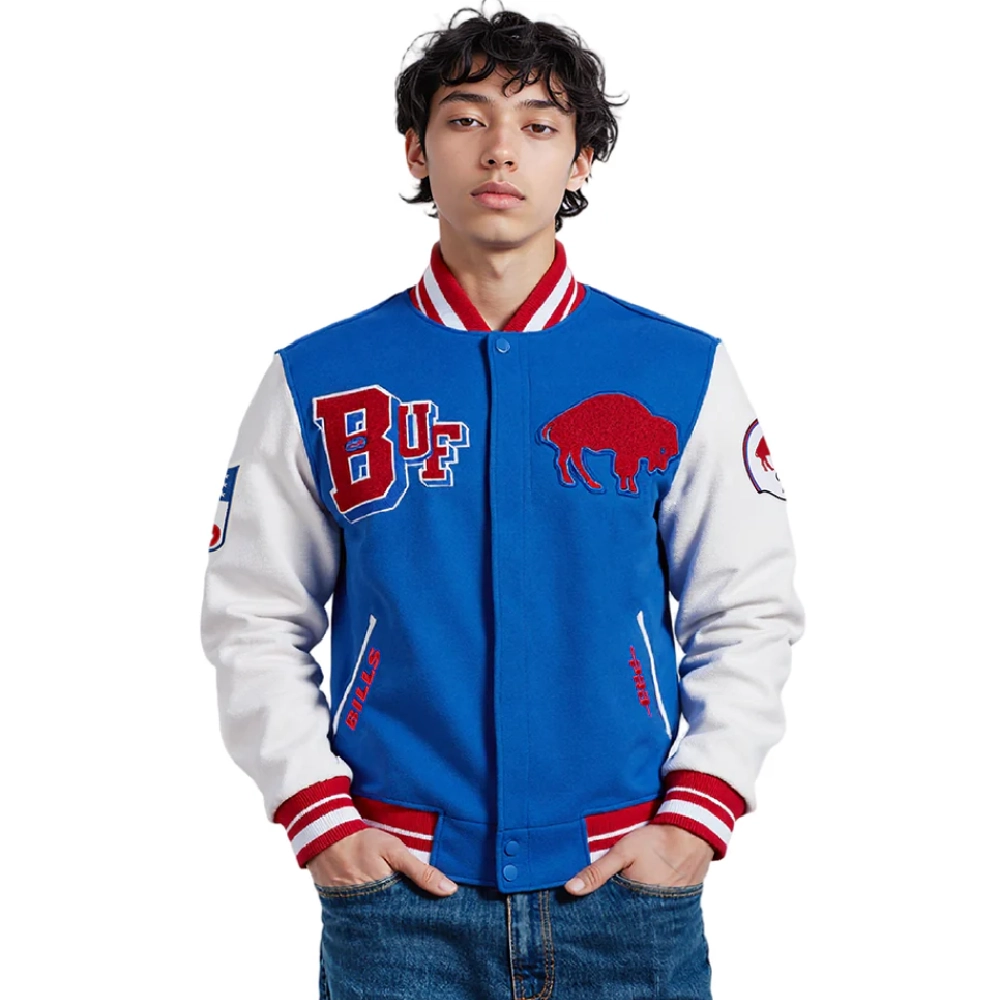 Buffalo Bills Best Of Men's Wool & Leather Jacket - Image 3
