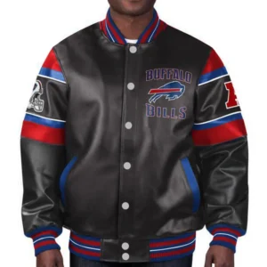 Buffalo Bills Full-Snap G111 Black Leather Varsity Jacket
