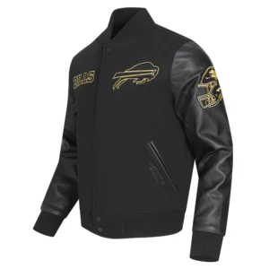 buffalo bills black & gold black varsity jacket