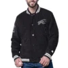 Buffalo Bills Blackout Corduroy Black Varsity Jacket