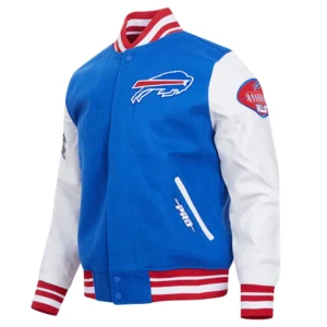 buffalo bills blue wool & leather classic varsity jacket