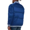 Buffalo Bills Bubble Puffer Crest Blue Satin Jacket - Image 2