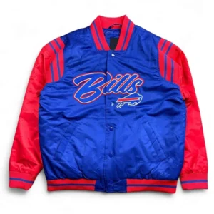 Buffalo Bills Button Up Blue-Red Satin Jacket