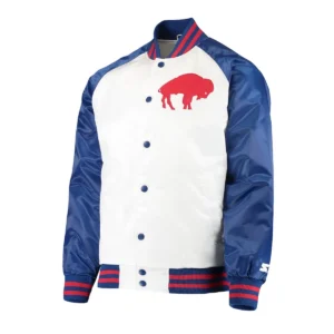 Buffalo Bills Clean Up Throwback White/Royal Satin Jacket