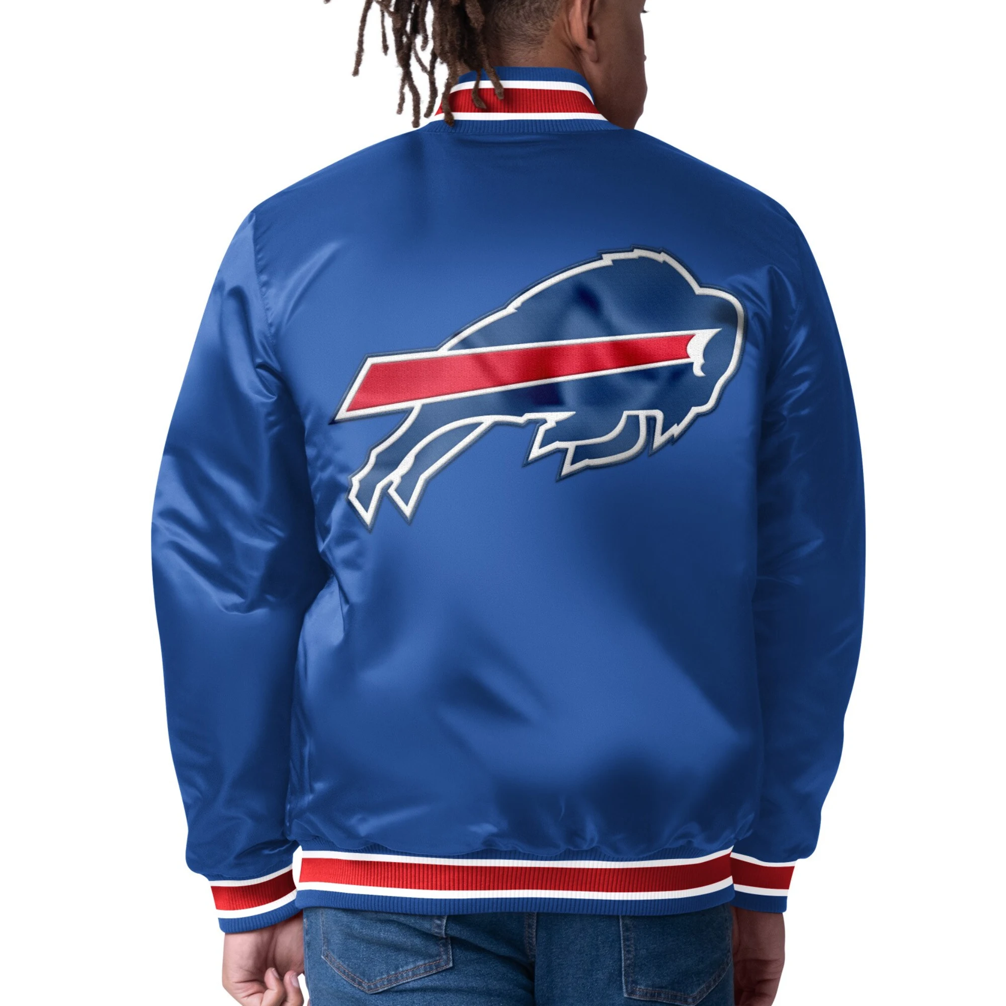 Buffalo Bills Closer Reversible Blue Satin Varsity Jacket - Image 2