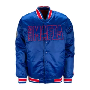 Buffalo Bills Closer Logo Blue Satin Varsity Jacket