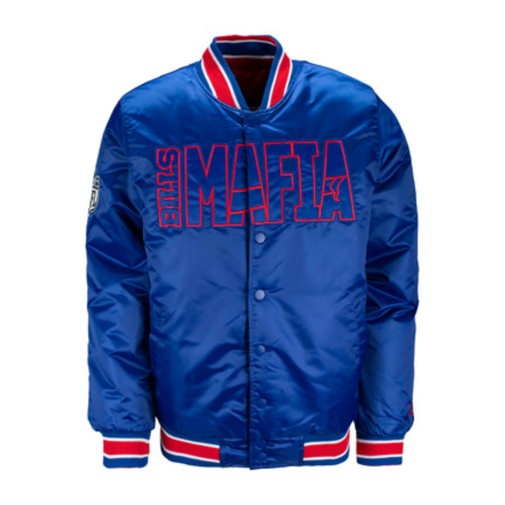 Buffalo Bills Closer Logo Blue Satin Varsity Jacket