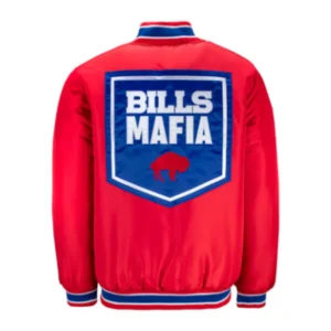 Alternative view of Buffalo Bills Closer Logo Red Satin Varsity Jacket