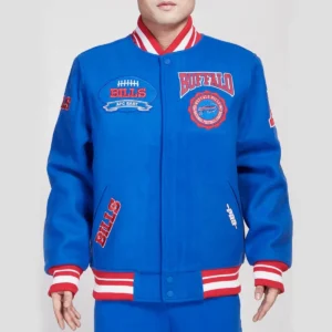 Buffalo Bills Crest Emblem Blue Wool Varsity Jacket