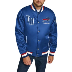 buffalo bills dante full-snap satin varsity jacket
