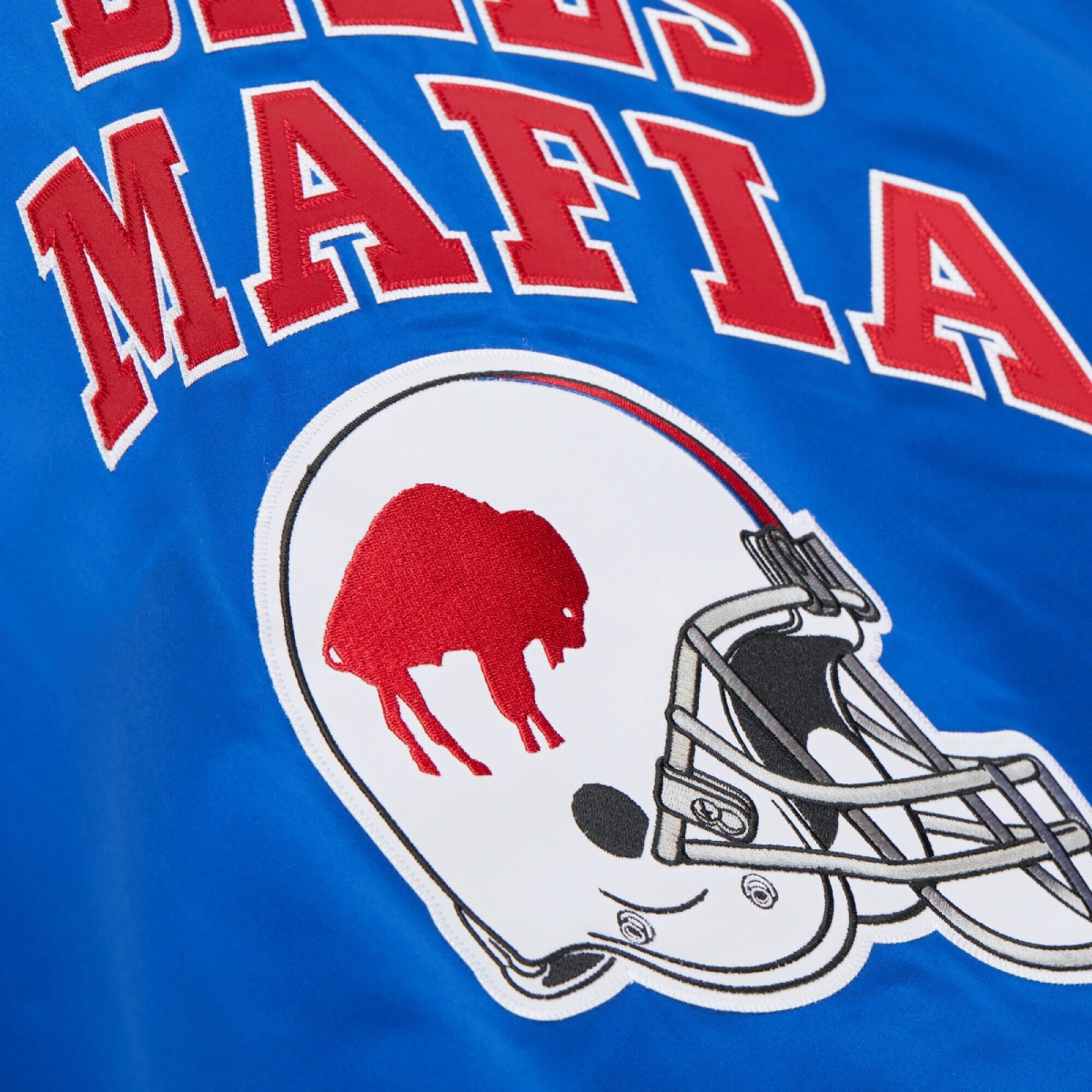 Buffalo Bills Double Down Blue Satin Varsity Jacket - Image 5