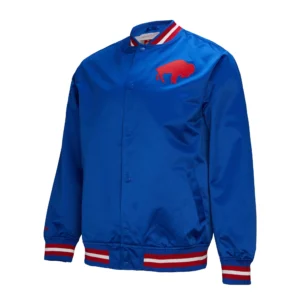 Buffalo Bills Double Down Blue Satin Varsity Jacket