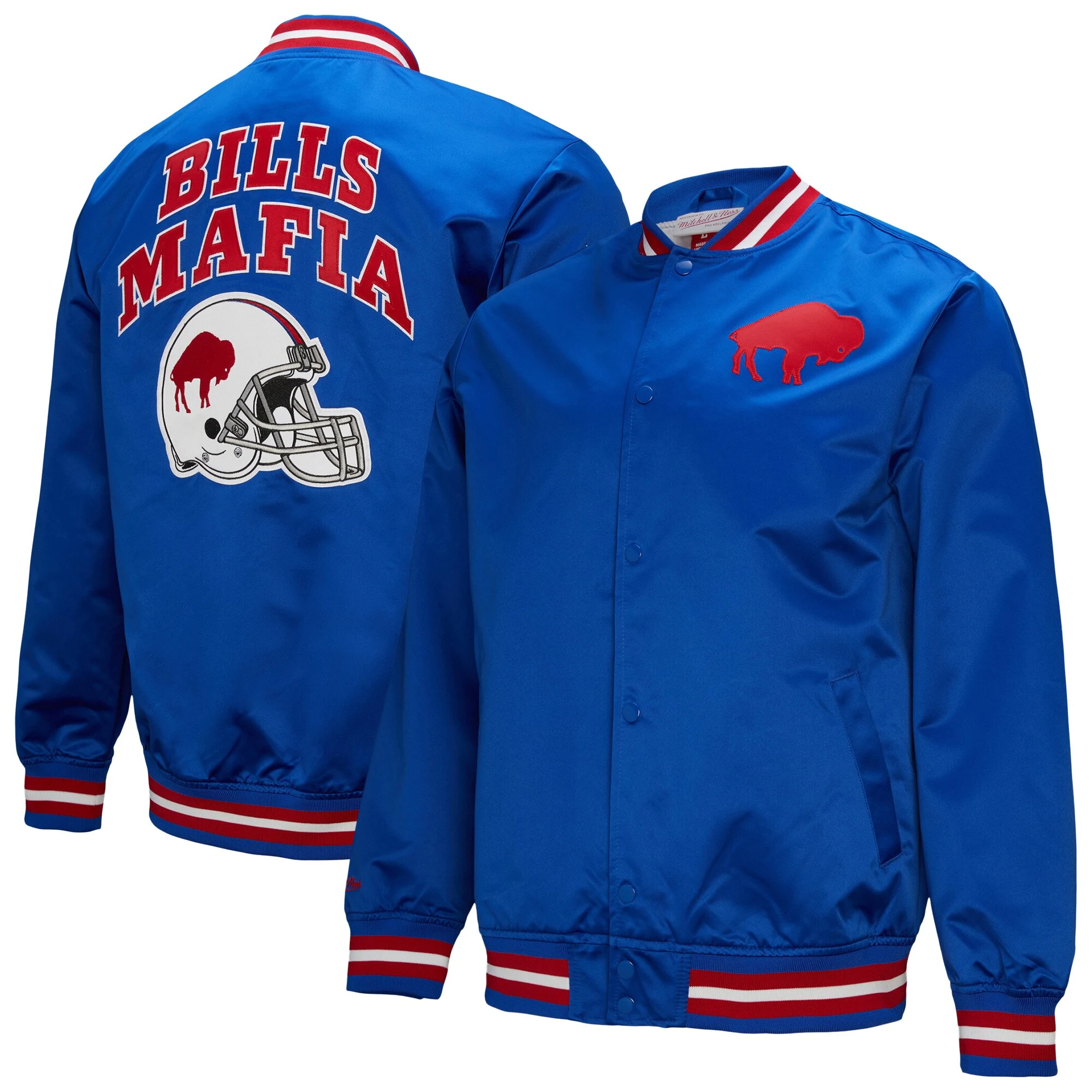 Buffalo Bills Double Down Blue Satin Varsity Jacket - Image 7