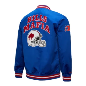 Alternative view of Buffalo Bills Double Down Blue Satin Varsity Jacket