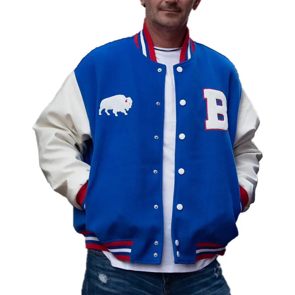 Buffalo Bills Football Wool/Leather Blue Jacket - Image 3