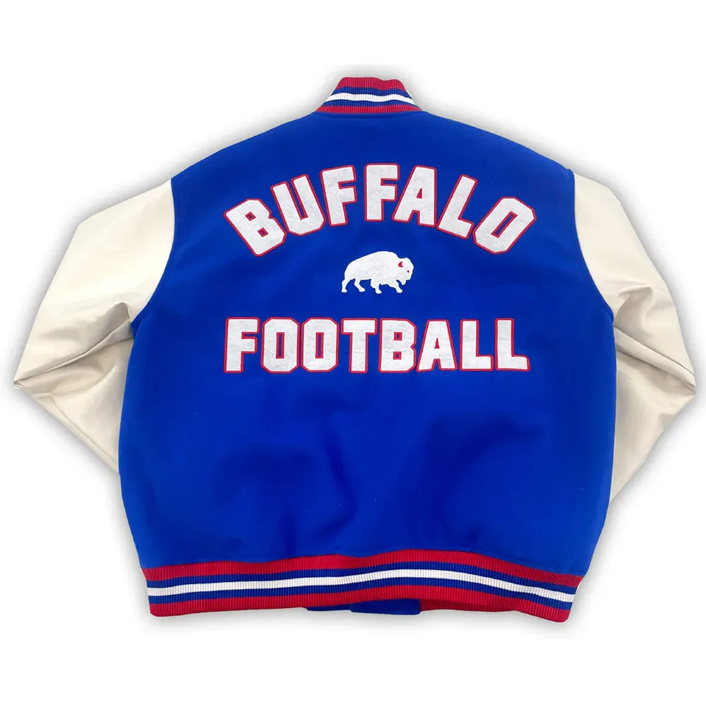 Buffalo Bills Football Wool/Leather Blue Jacket - Image 2