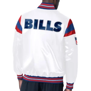 Alternative view of Buffalo Bills Full-Snap White Satin Varsity Jacket