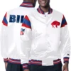 Buffalo Bills Full-Snap White Satin Varsity Jacket - Image 3