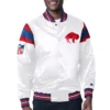 Buffalo Bills Full-Snap White Satin Varsity Jacket
