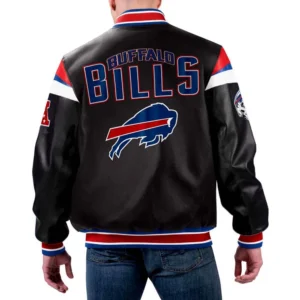 Alternative view of Buffalo Bills Full-Zip Leather G111 Black Varsity Jacket