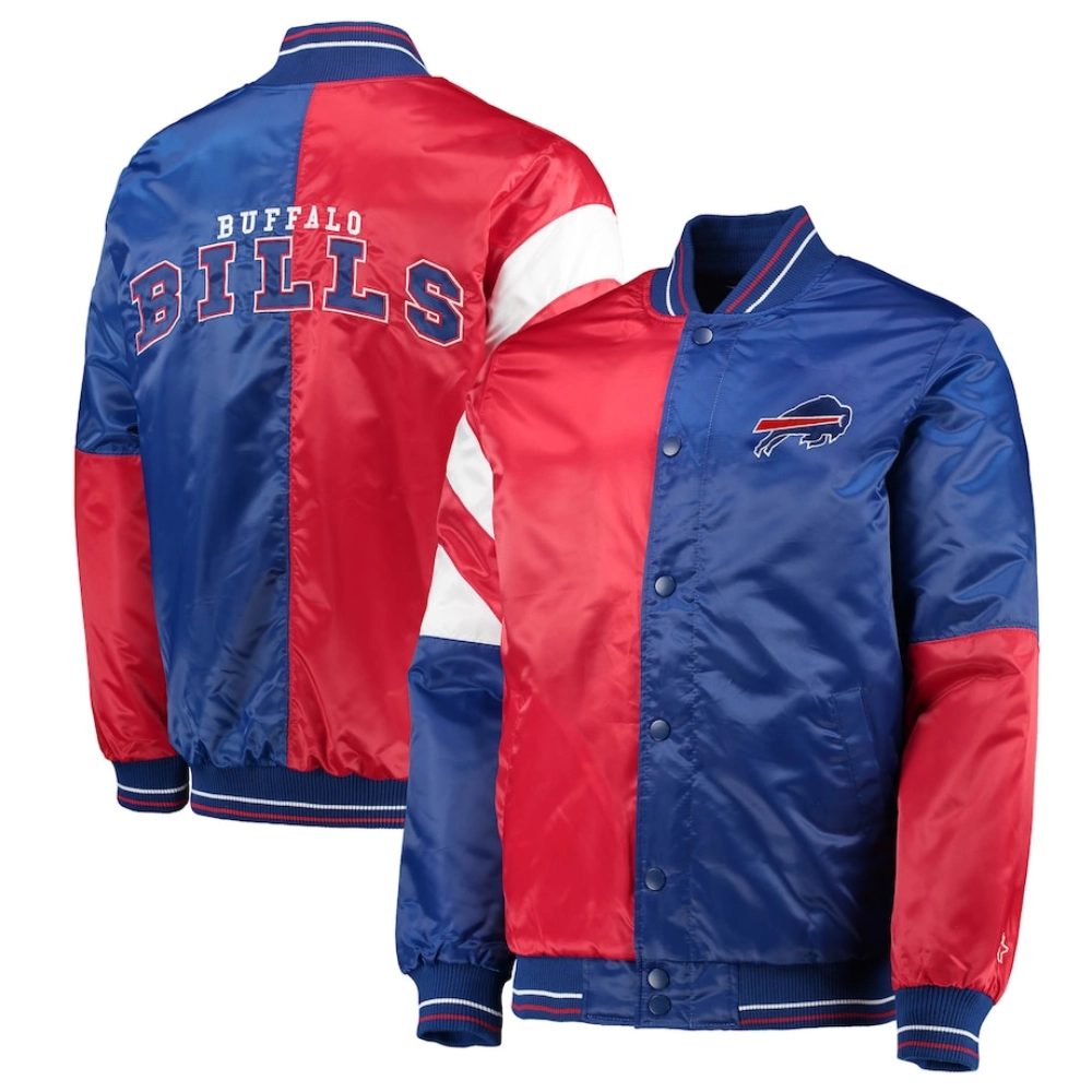 Buffalo Bills Leader Red-Blue Satin Varsity Jacket - Image 4