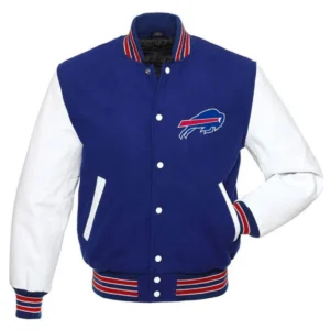 Buffalo Bills Letterman Blue Wool & Leather Jacket