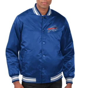 Buffalo Bills Locker Room Blue Satin Varsity Jacket