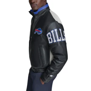 Alternative view of Buffalo Bills Midfield Black Leather Jacket