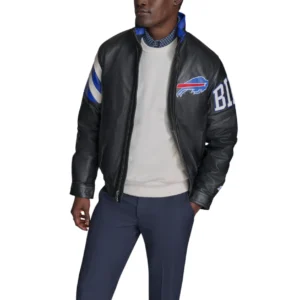 Buffalo Bills Midfield Black Leather Jacket