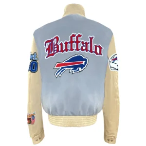Alternative view of Buffalo Bills Old English Blue-Cream Wool & Leather Jacket