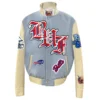 Buffalo Bills Old English Blue-Cream Wool & Leather Jacket