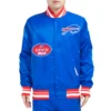 Buffalo Bills Old English Blue Satin Varsity Jacket