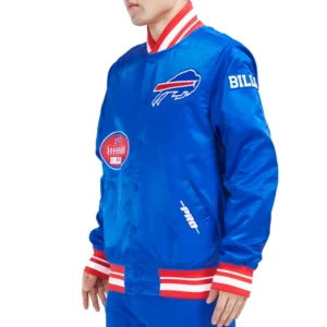 Alternative view of Buffalo Bills Old English Blue Satin Varsity Jacket